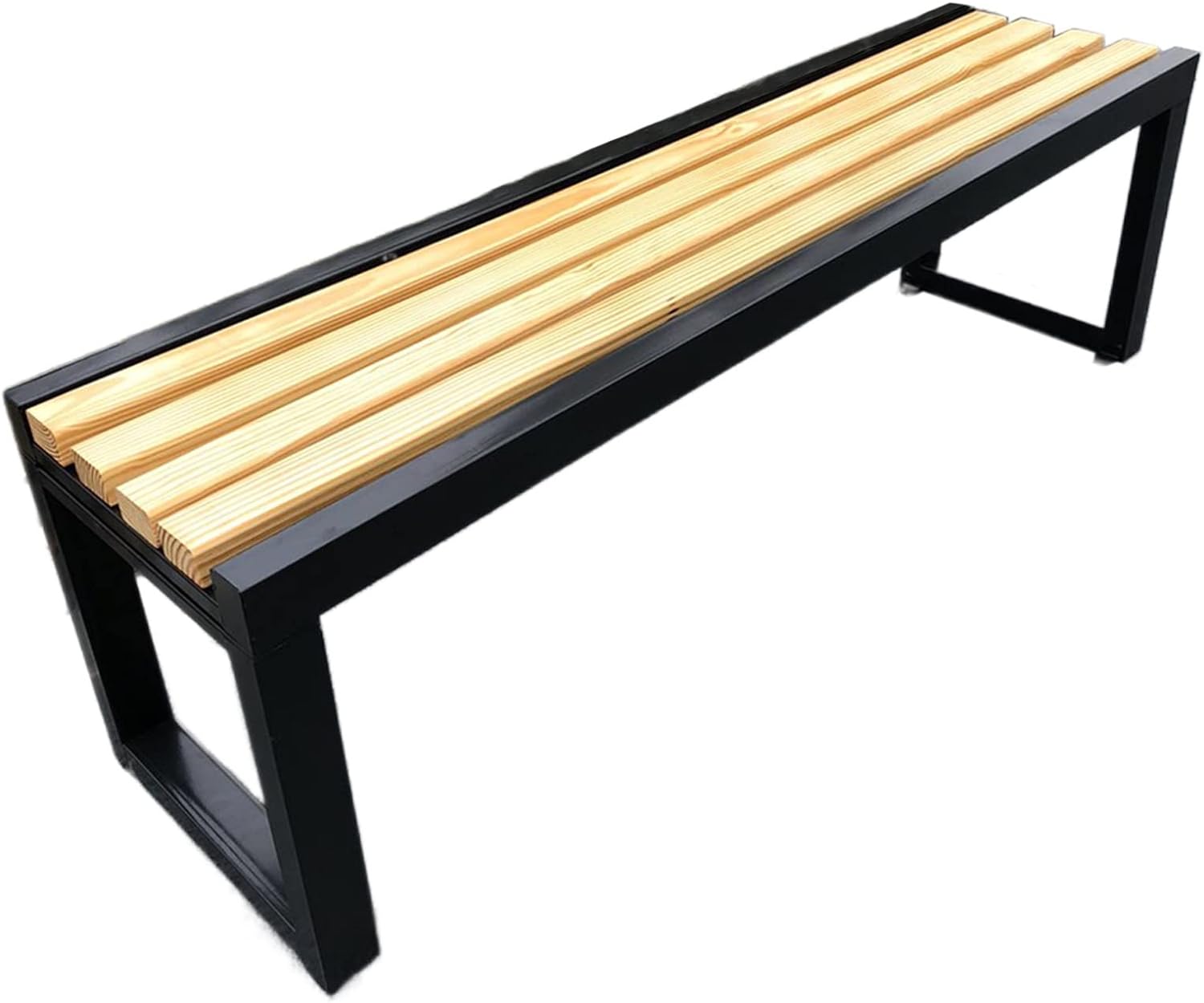 Metal Backless Bench With Wooden Strips / Indoor.outdoor /three sitter