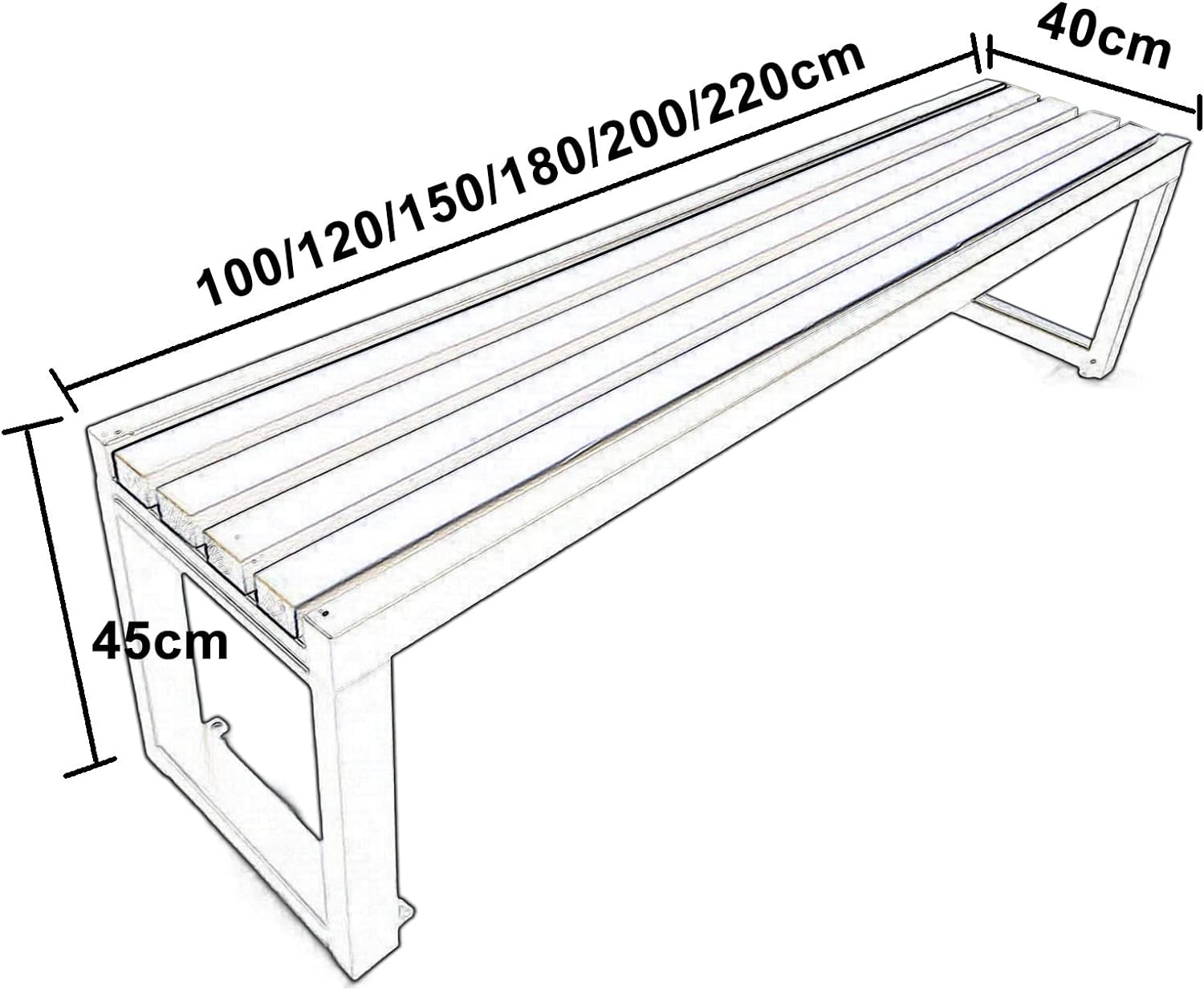 Metal Backless Bench With Wooden Strips / Indoor.outdoor /three sitter