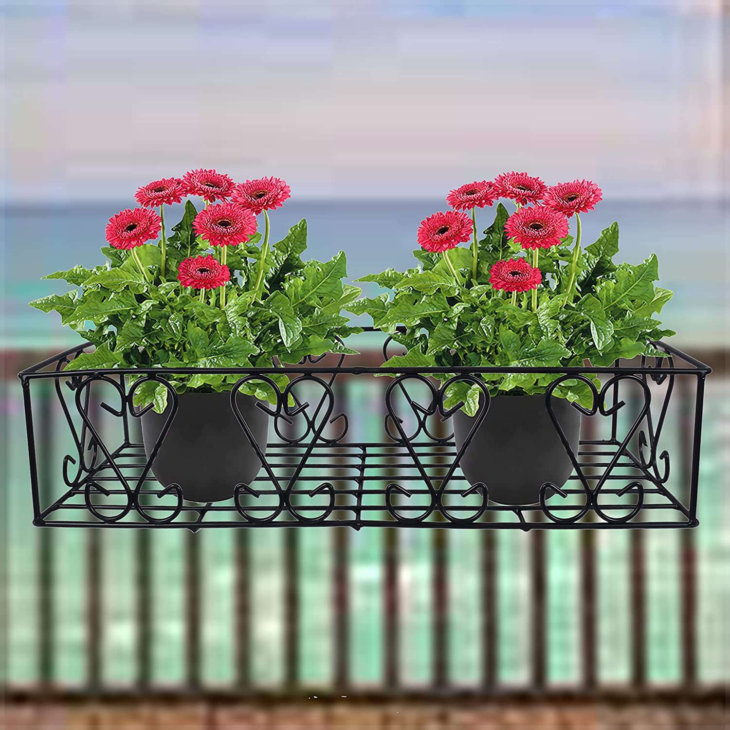 Creative in innovation Metal Railings Pot Stand/Flower Plant Display Stand for Multiple Plants Garden Balcony