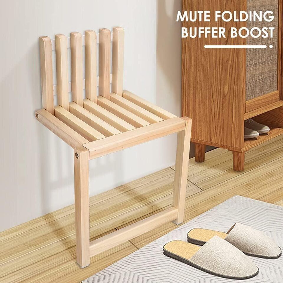 Bamboo, Space Saving Chair Hidden,Folding, Hanging Chair For Bathroom